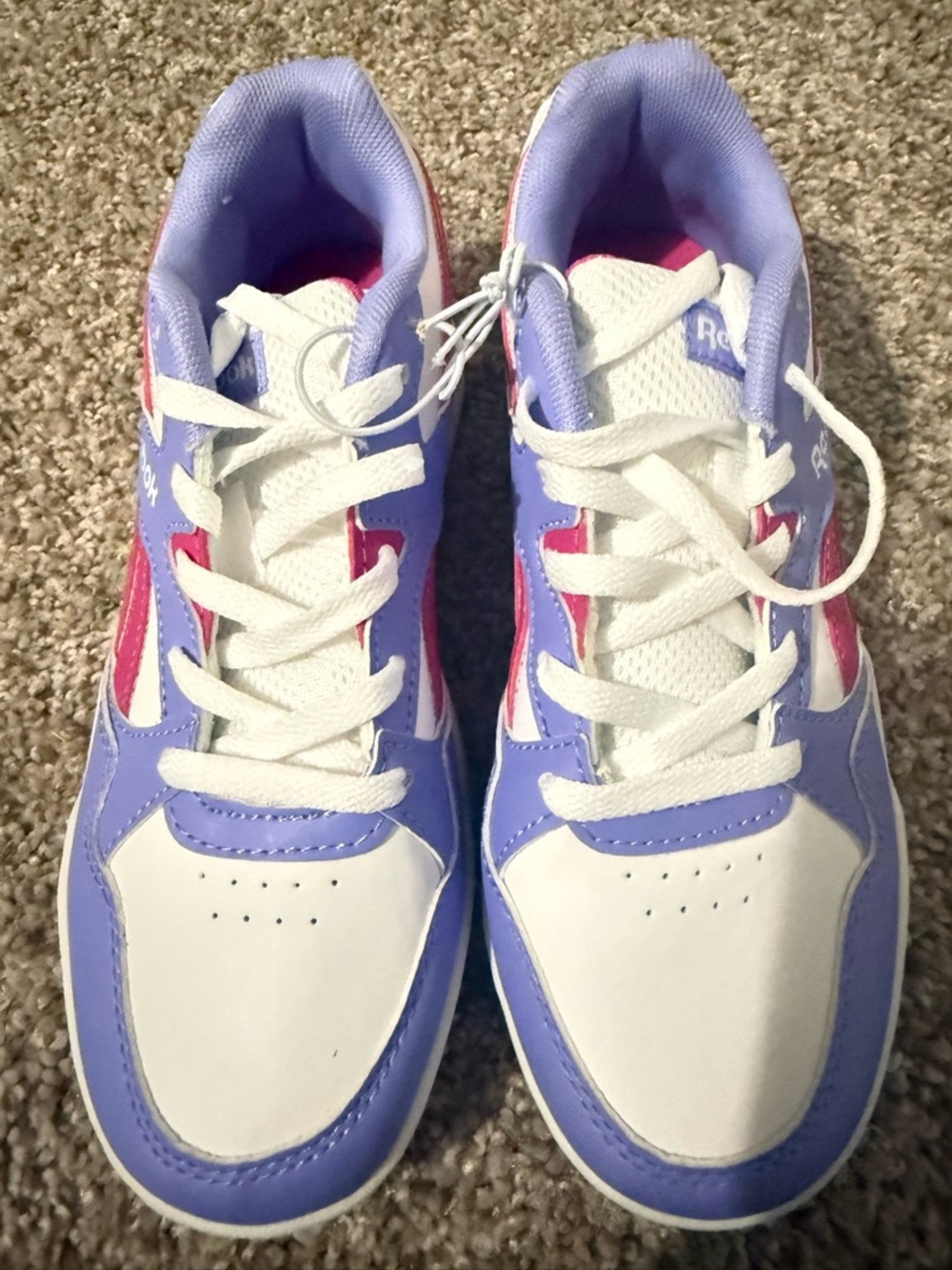 Reebok Kids' Classic Lace-Up Sneakers in White, Lavender & Pink Size 3K